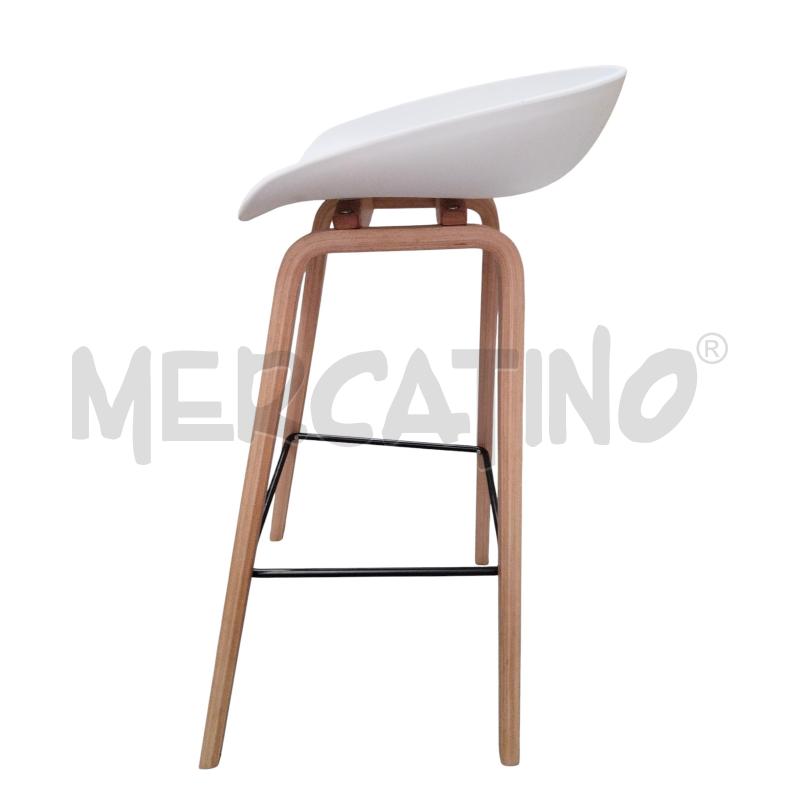 SGABELLO MODERNO SEDUTA PLASTICA BIANCA BASE LEGNO | Mercatino dell'Usato Moncalieri bengasi 3