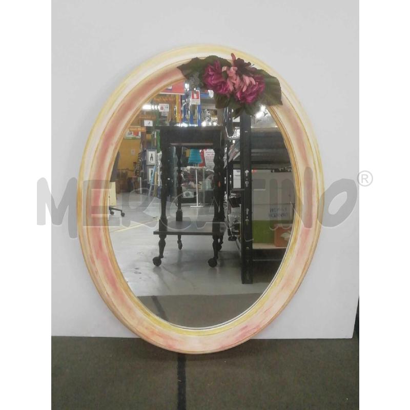 SPECCHIO OVALE LEGNO ROSA FIORI NAIF | Mercatino dell'Usato Moncalieri bengasi 1
