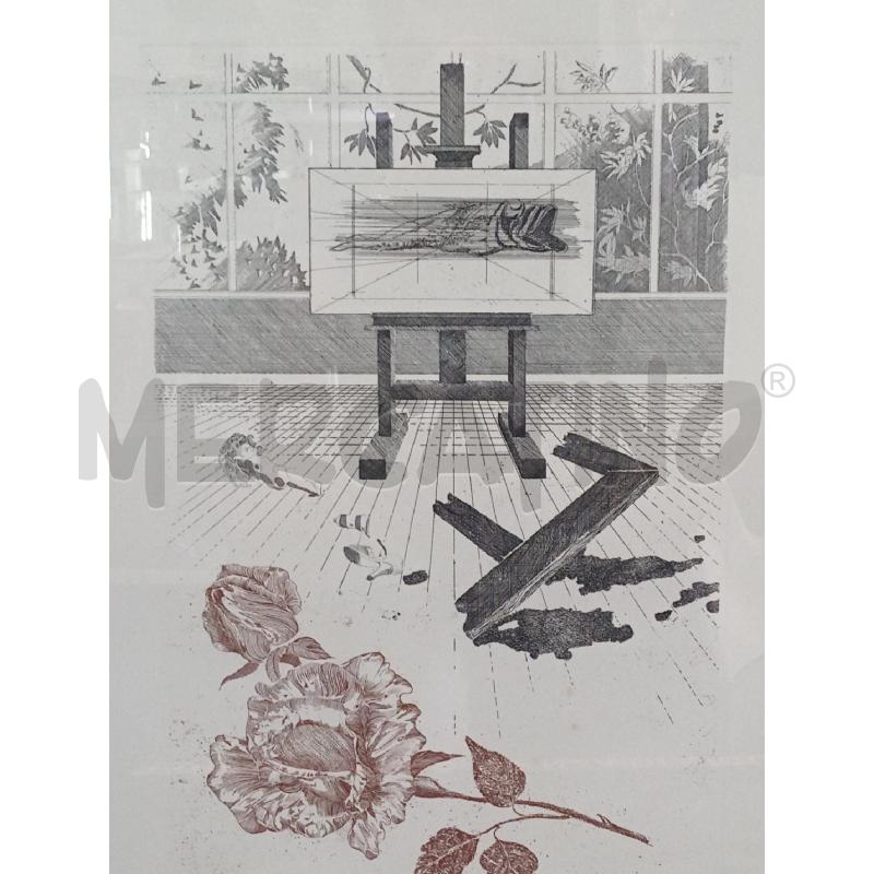 STAMPA GRAFICA CARLO PESCATORI OPERA UNA ROSA NELLO STUDIO | Mercatino dell'Usato Moncalieri bengasi 2
