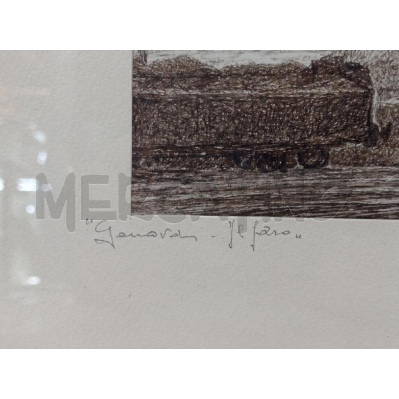 STAMPA GRAFICA FARO DI GENOVA FIRMATO DALL'ARTISTA  | Mercatino dell'Usato Moncalieri bengasi 2