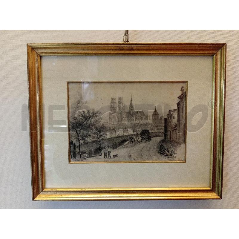 STAMPA VINTAGE L. BANCHI VISTA PAESAGGIO CITTADINO C/CARROZZA E PERSONAGGI  | Mercatino dell'Usato Moncalieri bengasi 1