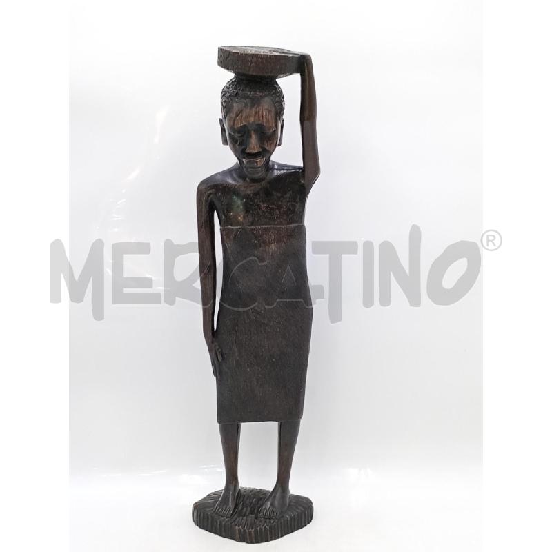 STATUA AFRICANA ALTA CM 50 PIATTO IN TESTA | Mercatino dell'Usato Moncalieri bengasi 1