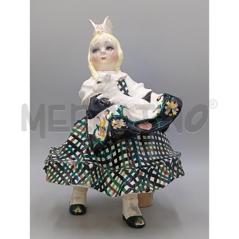 STATUA CERAMICA ESSEVI BIMBA C/PECORELLA C/ALCUNE SBECCATURE VISIBILI | Mercatino dell'Usato Moncalieri bengasi 1