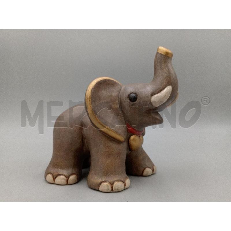 STATUA CERAMICA THUN ELEFANTE GRIGIO C/COLLARE CUORE DORATO  | Mercatino dell'Usato Moncalieri bengasi 1