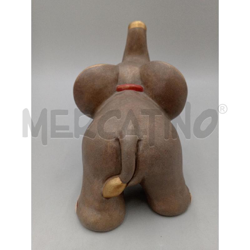 STATUA CERAMICA THUN ELEFANTE GRIGIO C/COLLARE CUORE DORATO  | Mercatino dell'Usato Moncalieri bengasi 2