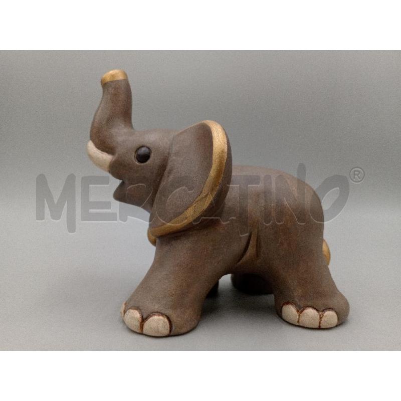 STATUA CERAMICA THUN ELEFANTE GRIGIO C/COLLARE CUORE DORATO  | Mercatino dell'Usato Moncalieri bengasi 3