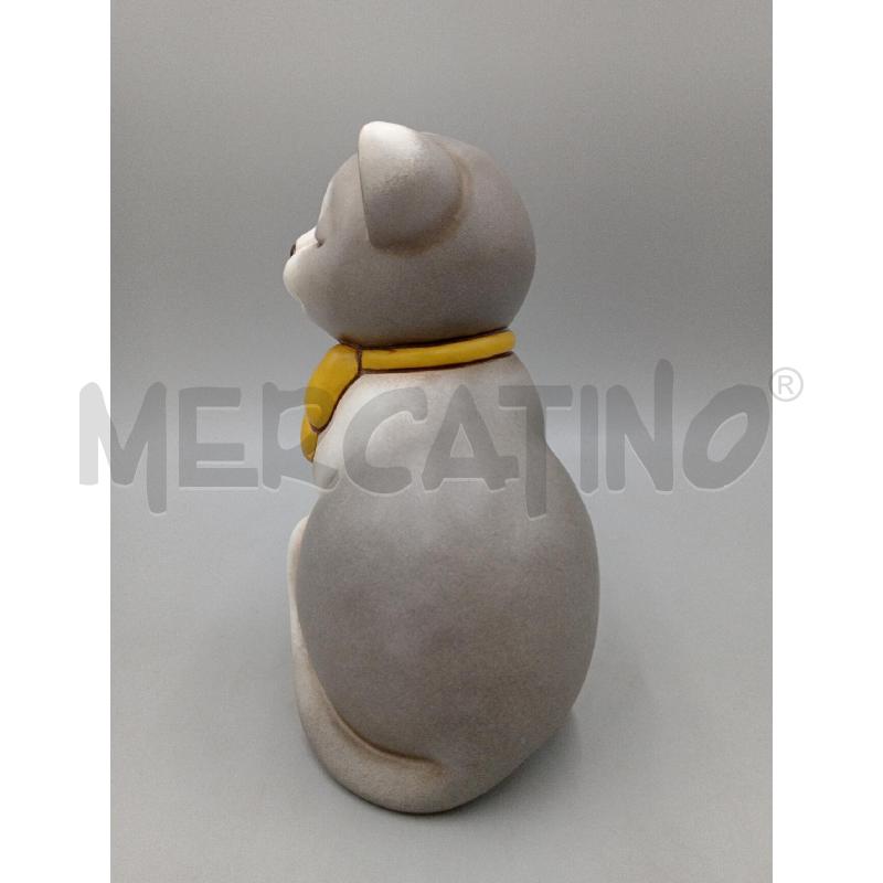 STATUA CERAMICA THUN GATTO GRIGIO C/FIOCCO GIALLO | Mercatino dell'Usato Moncalieri bengasi 2