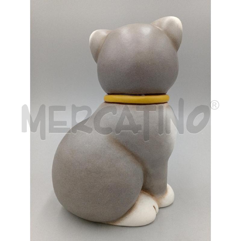 STATUA CERAMICA THUN GATTO GRIGIO C/FIOCCO GIALLO | Mercatino dell'Usato Moncalieri bengasi 3