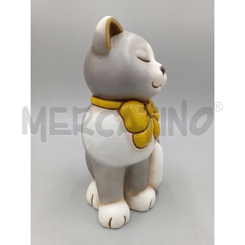 STATUA CERAMICA THUN GATTO GRIGIO C/FIOCCO GIALLO | Mercatino dell'Usato Moncalieri bengasi 4