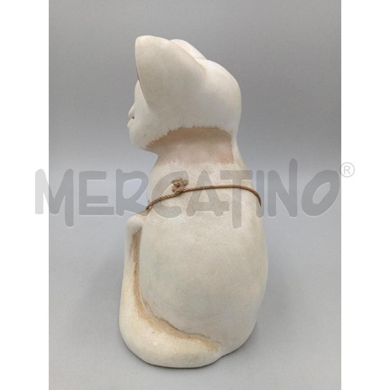 STATUA CERAMICA THUN GATTO OCCHI CHIUSI E FIOCCO ROSSO  | Mercatino dell'Usato Moncalieri bengasi 2