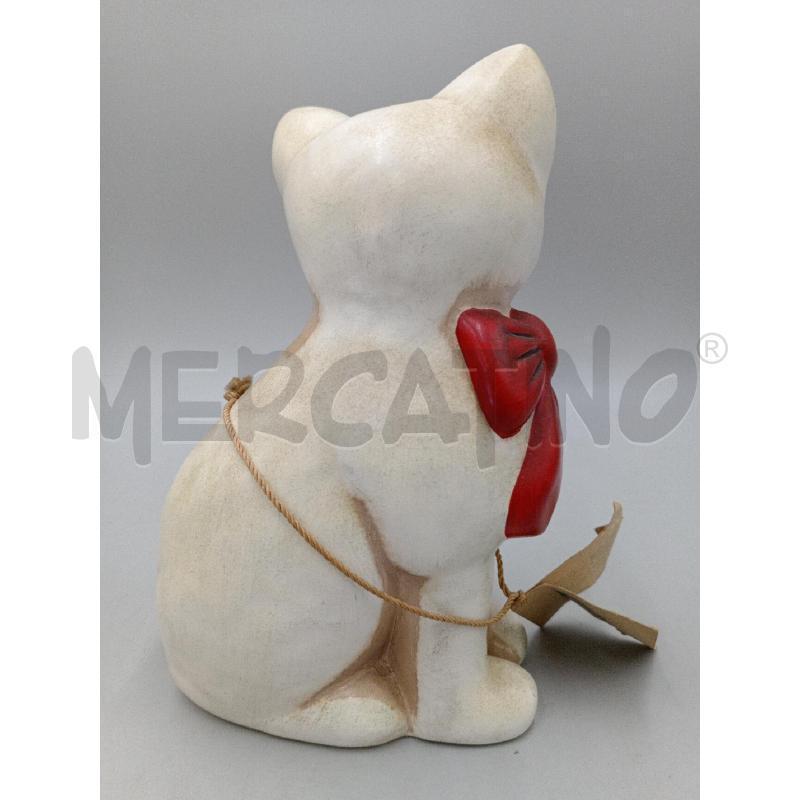 STATUA CERAMICA THUN GATTO OCCHI CHIUSI E FIOCCO ROSSO  | Mercatino dell'Usato Moncalieri bengasi 3