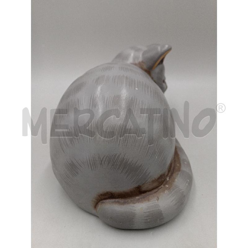 STATUA CERAMICA THUN VINTAGE GATTONE DORMIENTE C/SVARIATE SBECCATURE MANTO GRIGIO TIGRATO   | Mercatino dell'Usato Moncalieri bengasi 4