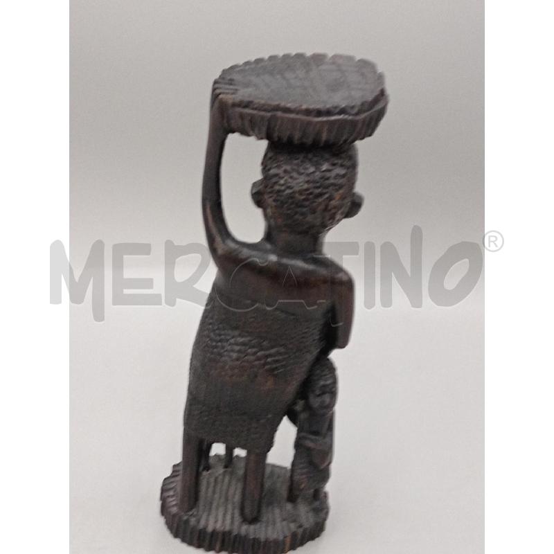 STATUA LEGNO IVORIANA DONNA CON BIMBI CM 29 | Mercatino dell'Usato Moncalieri bengasi 2