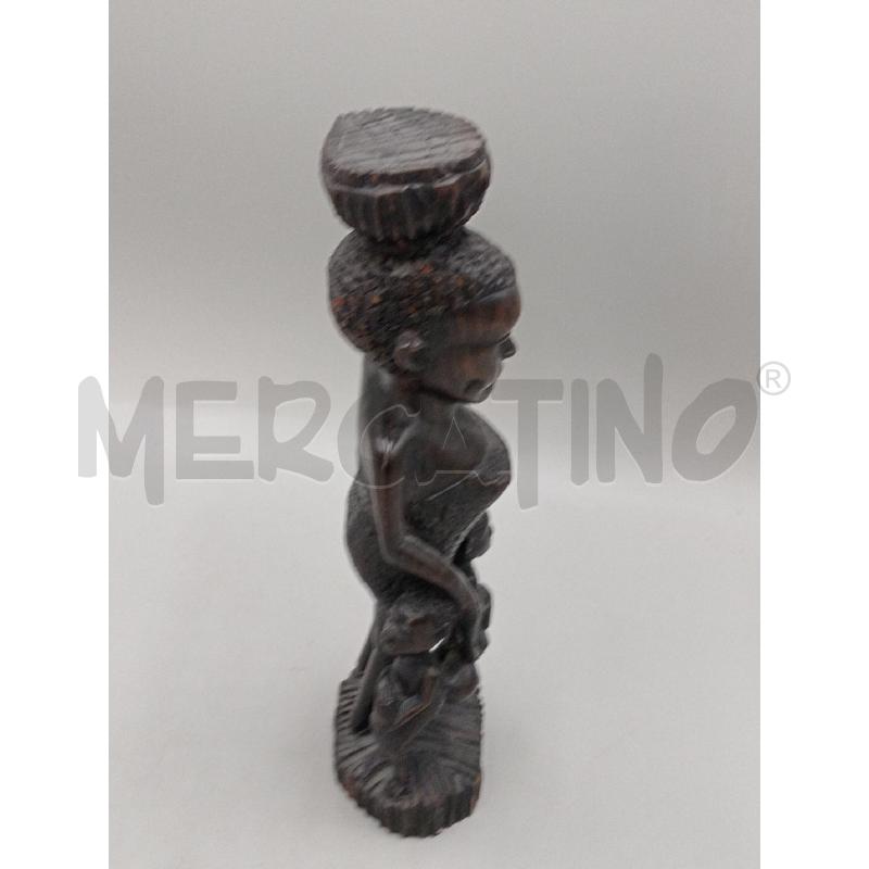 STATUA LEGNO IVORIANA DONNA CON BIMBI CM 29 | Mercatino dell'Usato Moncalieri bengasi 3