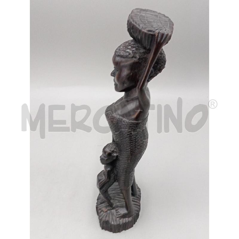 STATUA LEGNO IVORIANA DONNA CON BIMBI CM 29 | Mercatino dell'Usato Moncalieri bengasi 4