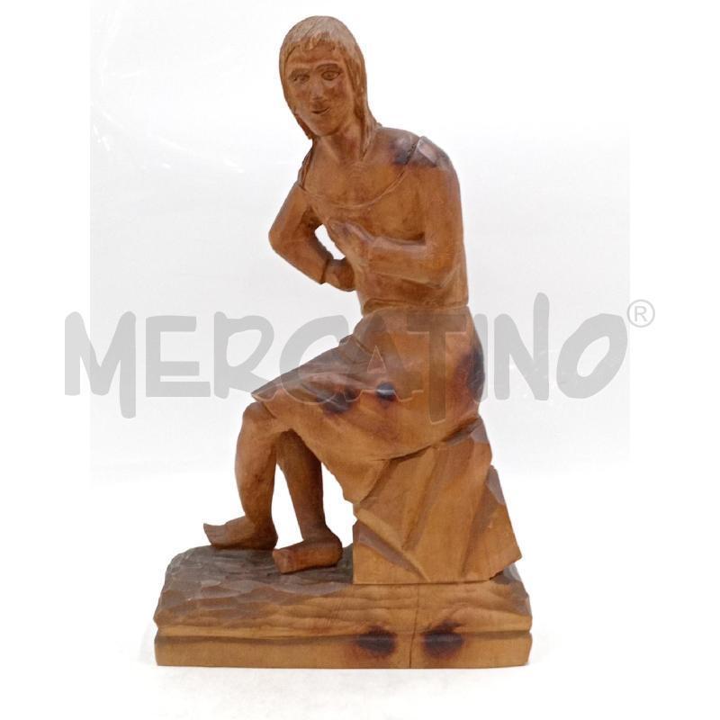 STATUA LEGNO SCOLPITA ARTIGIANALE RAFFIGURANTE DONNA SEDUTA  | Mercatino dell'Usato Moncalieri bengasi 1