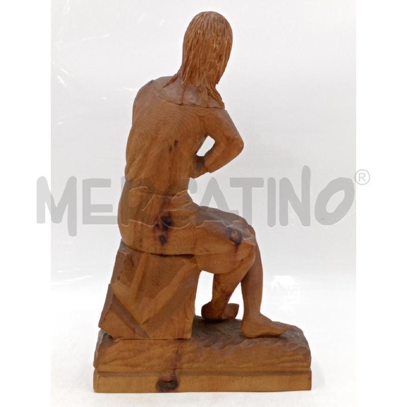 STATUA LEGNO SCOLPITA ARTIGIANALE RAFFIGURANTE DONNA SEDUTA  | Mercatino dell'Usato Moncalieri bengasi 3