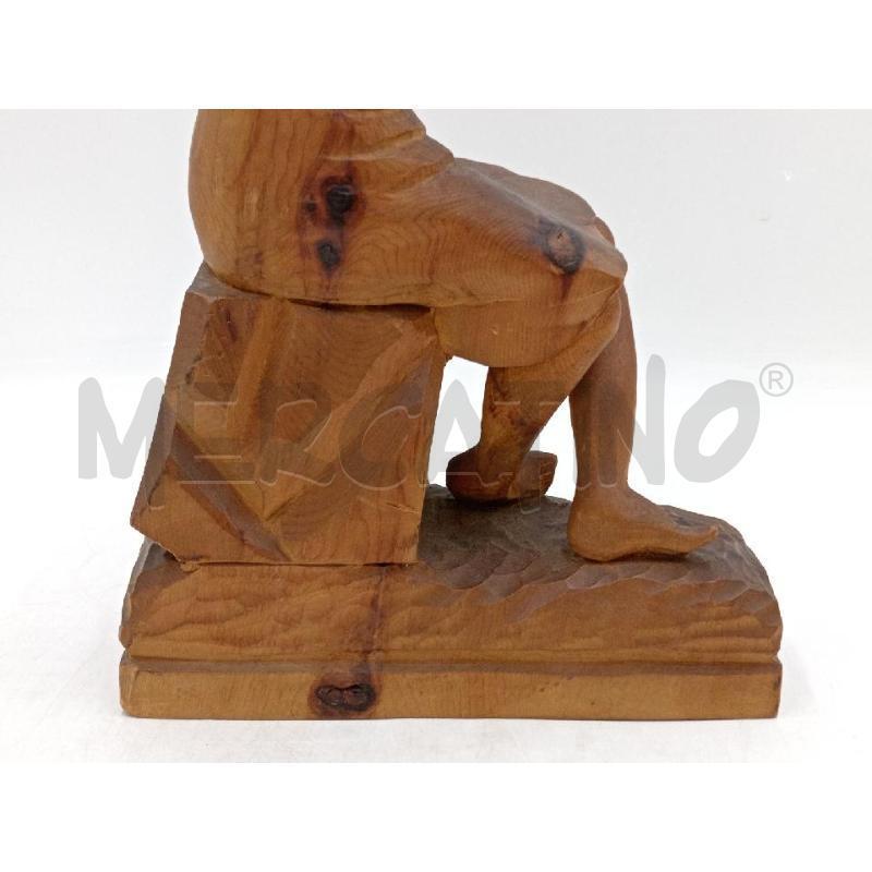 STATUA LEGNO SCOLPITA ARTIGIANALE RAFFIGURANTE DONNA SEDUTA  | Mercatino dell'Usato Moncalieri bengasi 4