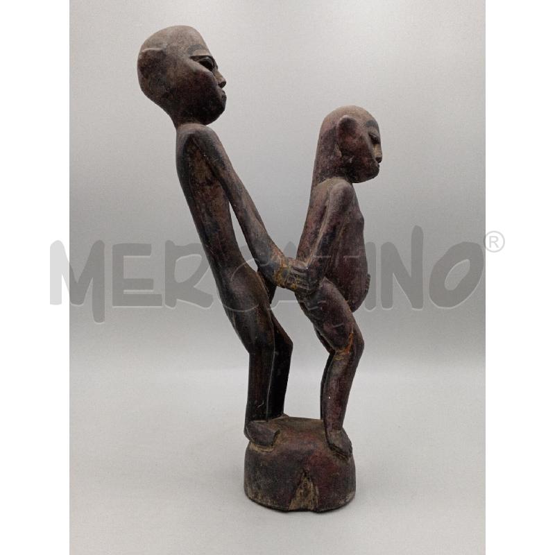 STATUA MAKONDE CONGO LEGNO COPPIA PERSONE ALTA CM 35 | Mercatino dell'Usato Moncalieri bengasi 1