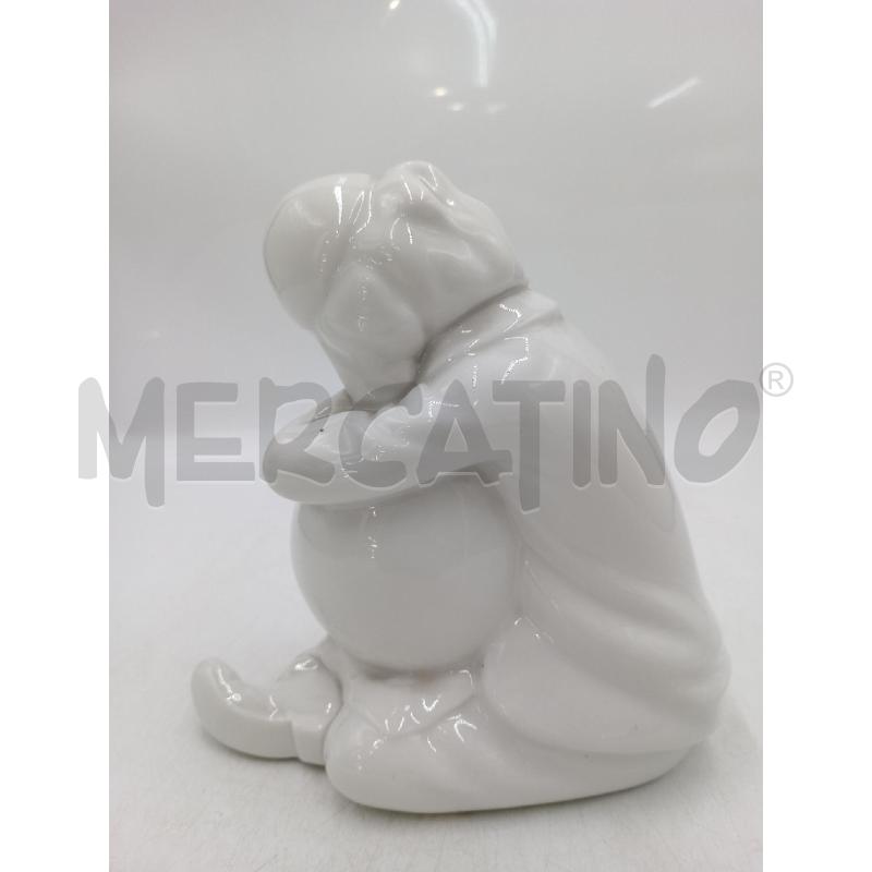 STATUA PORCELLANA BIANCA CLOWN DORMIENTE S/SFERA  | Mercatino dell'Usato Moncalieri bengasi 3