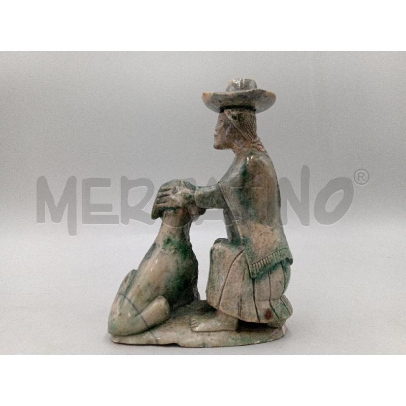 STATUA RESINA SIMIL MINERALE PERSONAGGIO C/CAGNOLINO  | Mercatino dell'Usato Moncalieri bengasi 2
