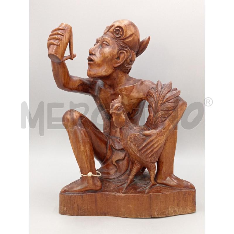 STATUA SCOLPITA LEGNO H. 44 | Mercatino dell'Usato Moncalieri bengasi 1