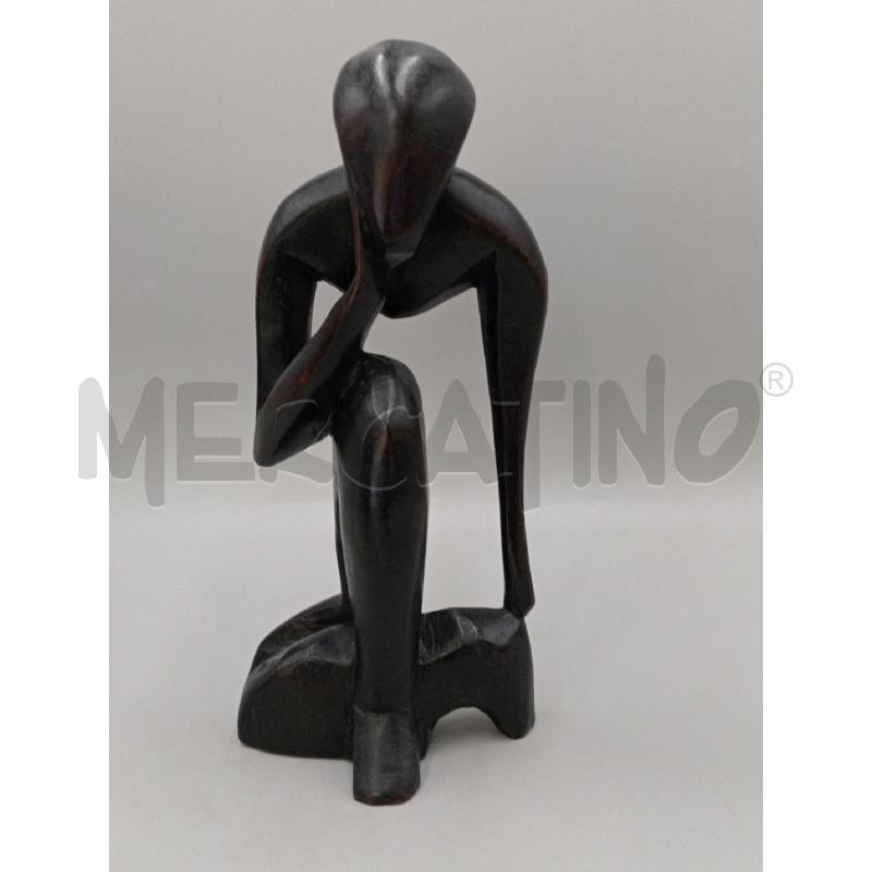 STATUA TRIBALE LEGNO SCOLPITO DURO PENSATORE CM 34 | Mercatino dell'Usato Moncalieri bengasi 1