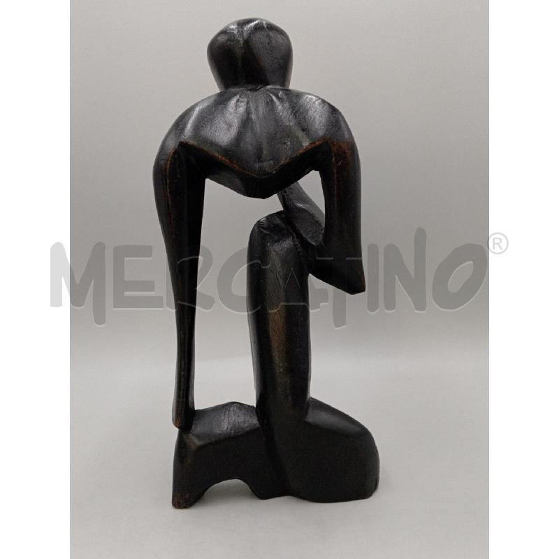 STATUA TRIBALE LEGNO SCOLPITO DURO PENSATORE CM 34 | Mercatino dell'Usato Moncalieri bengasi 2
