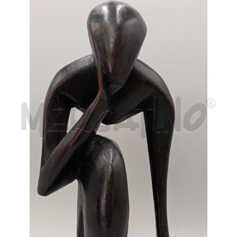 STATUA TRIBALE LEGNO SCOLPITO DURO PENSATORE CM 34 | Mercatino dell'Usato Moncalieri bengasi 3