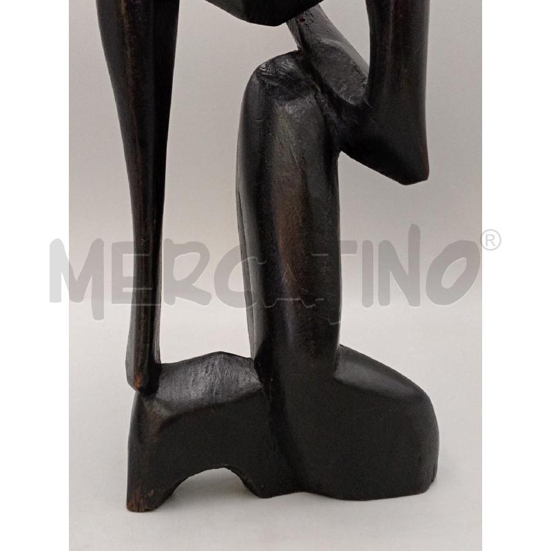 STATUA TRIBALE LEGNO SCOLPITO DURO PENSATORE CM 34 | Mercatino dell'Usato Moncalieri bengasi 4
