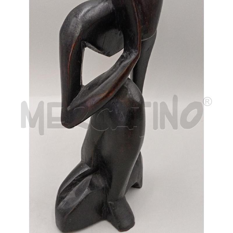 STATUA TRIBALE LEGNO SCOLPITO DURO PENSATORE CM 34 | Mercatino dell'Usato Moncalieri bengasi 5