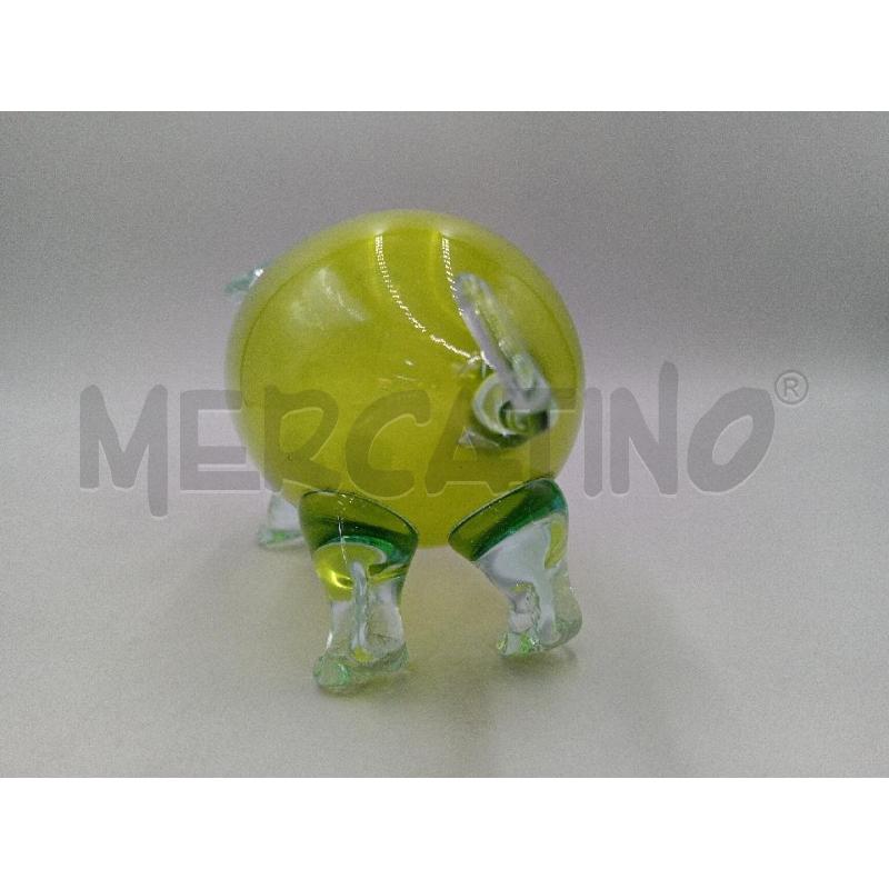 STATUA VETRO SOFFIATO VERDE FORMA PORCELLINO C/FILATURA SULLA PANCIA  | Mercatino dell'Usato Moncalieri bengasi 4