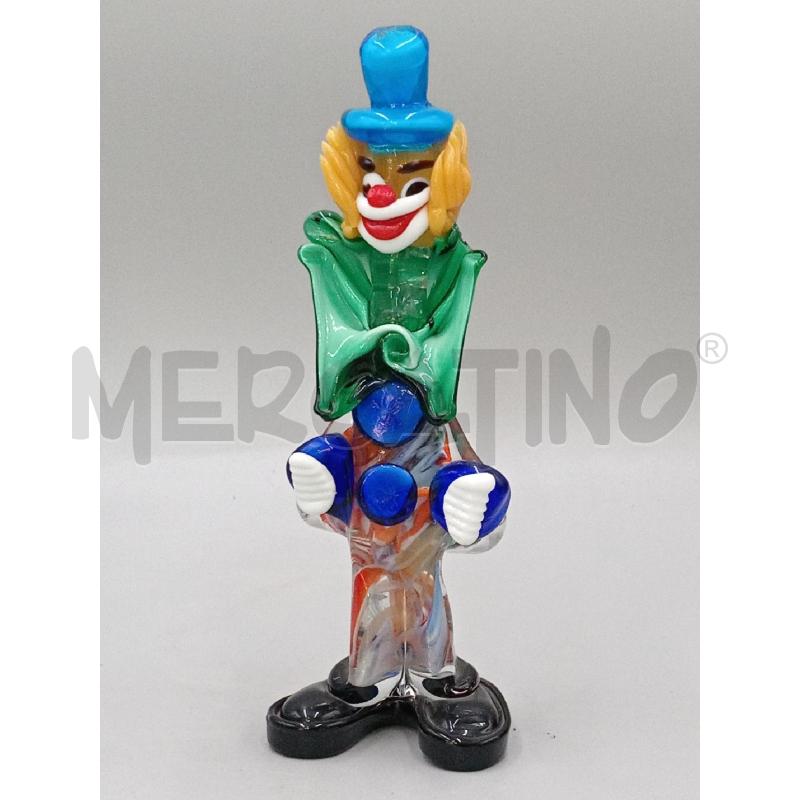 STATUA VETRO STILE MURANO PAGLIACCIO C/CAPPELLO AZZURRO  | Mercatino dell'Usato Moncalieri bengasi 1