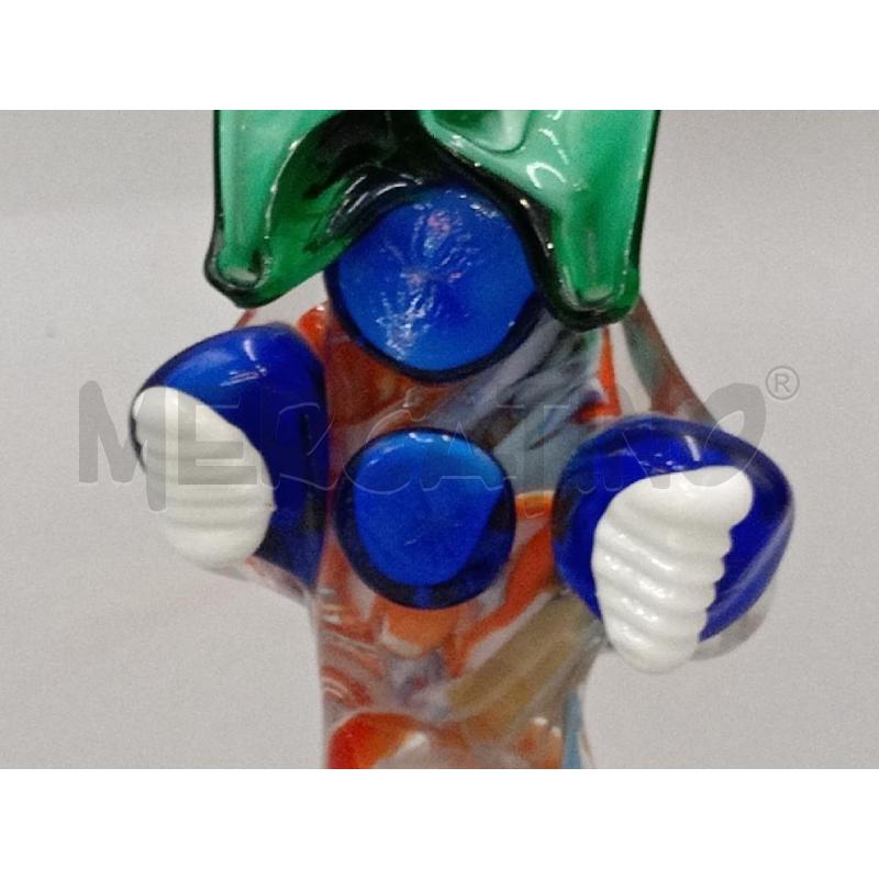 STATUA VETRO STILE MURANO PAGLIACCIO C/CAPPELLO AZZURRO  | Mercatino dell'Usato Moncalieri bengasi 3