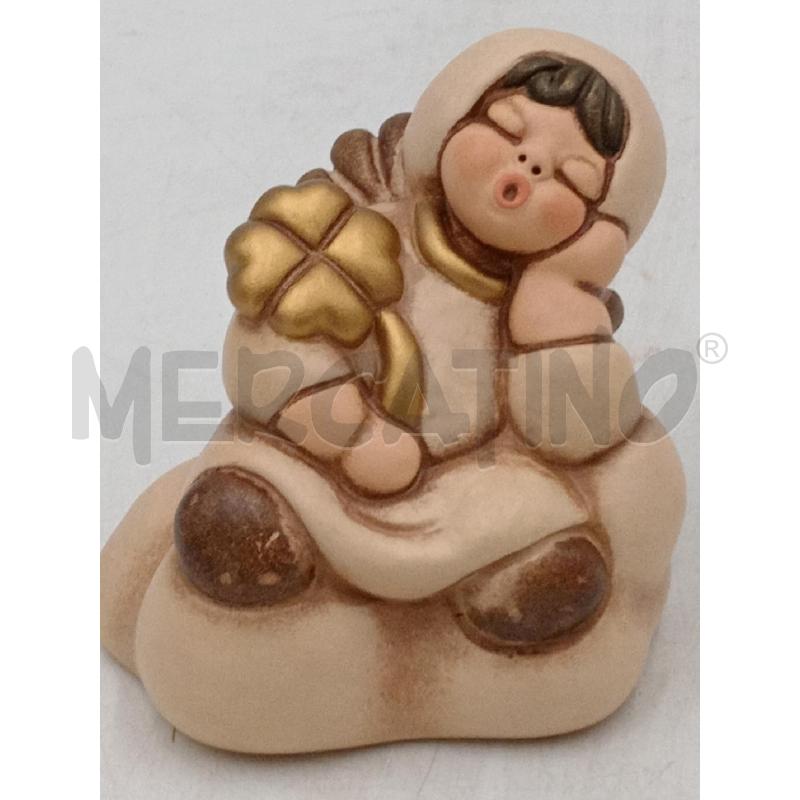 STATUETTA CERAMICA THUN ANGIOLETTO SEDUTO S/NUVOLA C/QUADRIFOGLIO DORATO  | Mercatino dell'Usato Moncalieri bengasi 1