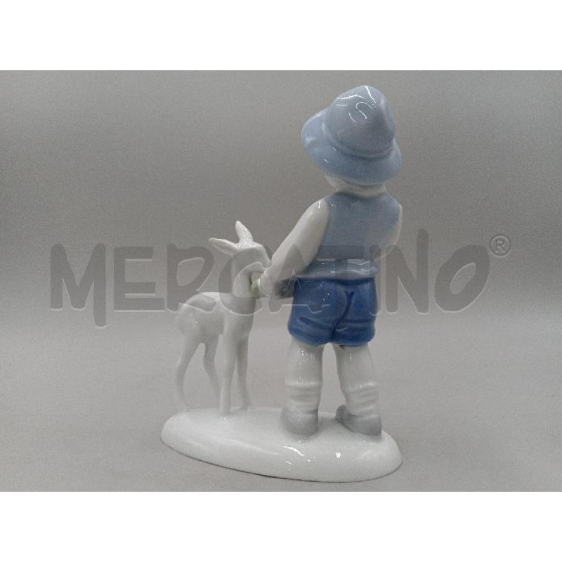 STATUETTA PORFCELLANA GEROLD BAVARIA BAMBINELLO E CERBIATTO BIANCO  | Mercatino dell'Usato Moncalieri bengasi 2