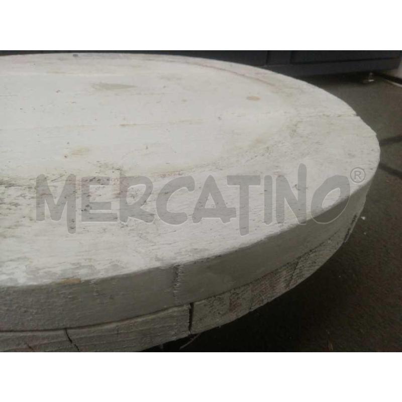 SUPPORTO LEGNO TONDO SHABBY C/ROTELLE  | Mercatino dell'Usato Moncalieri bengasi 4