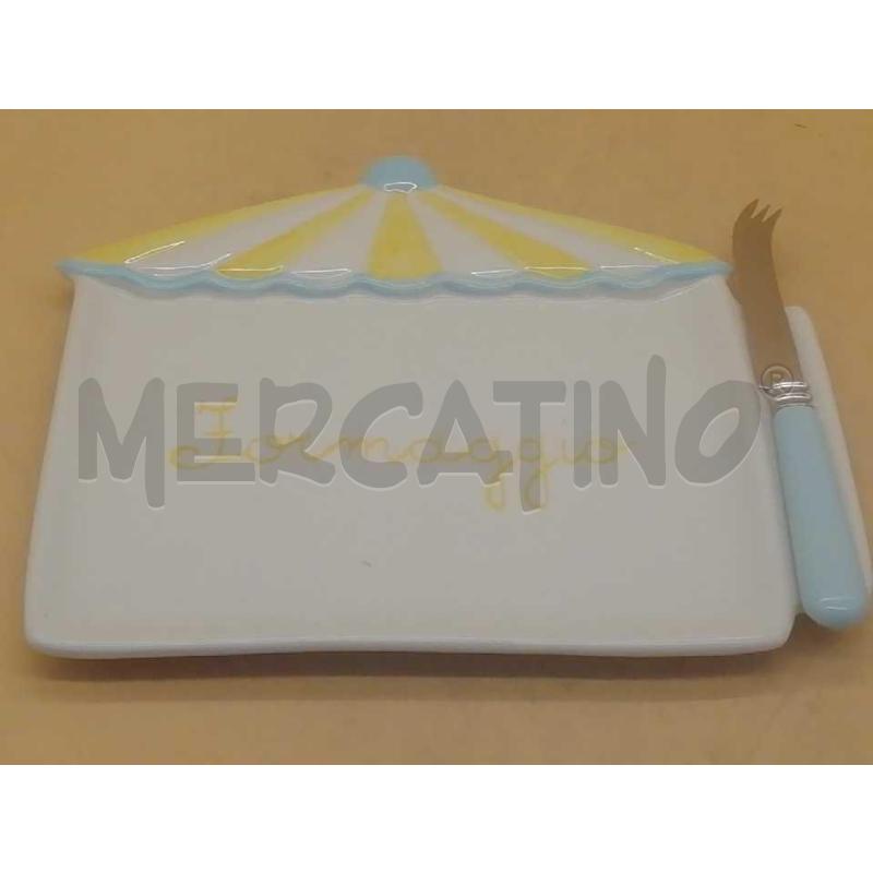 TAGLIERE CERAMIUCA PER FORMAGGI C/COLTELLINO  | Mercatino dell'Usato Moncalieri bengasi 1