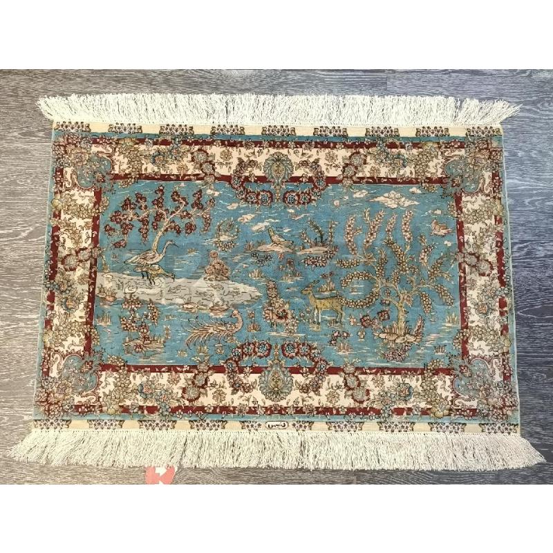 TAPPETO FIGURATIVO IRANIANO CM 62 X 93 | Mercatino dell'Usato Moncalieri bengasi 1