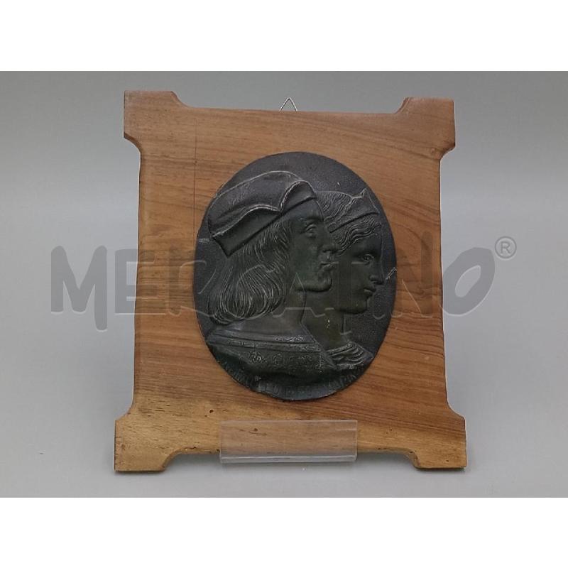 TARGA METALLO DANTE E BEATRICE C/PLACCA LEGNO   | Mercatino dell'Usato Moncalieri bengasi 1
