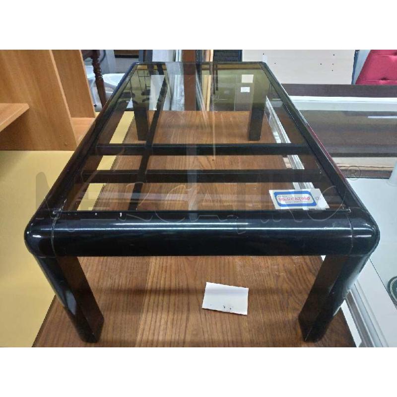 TAVOLINO LACCATO NERO C/RIPIANO IN VETRO  | Mercatino dell'Usato Moncalieri bengasi 2