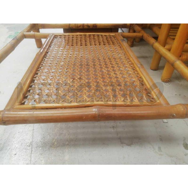 TAVOLINO SALOTTO RETTANGOLARE BAMBU RATTAN CON PIANO VETRO  | Mercatino dell'Usato Moncalieri bengasi 3