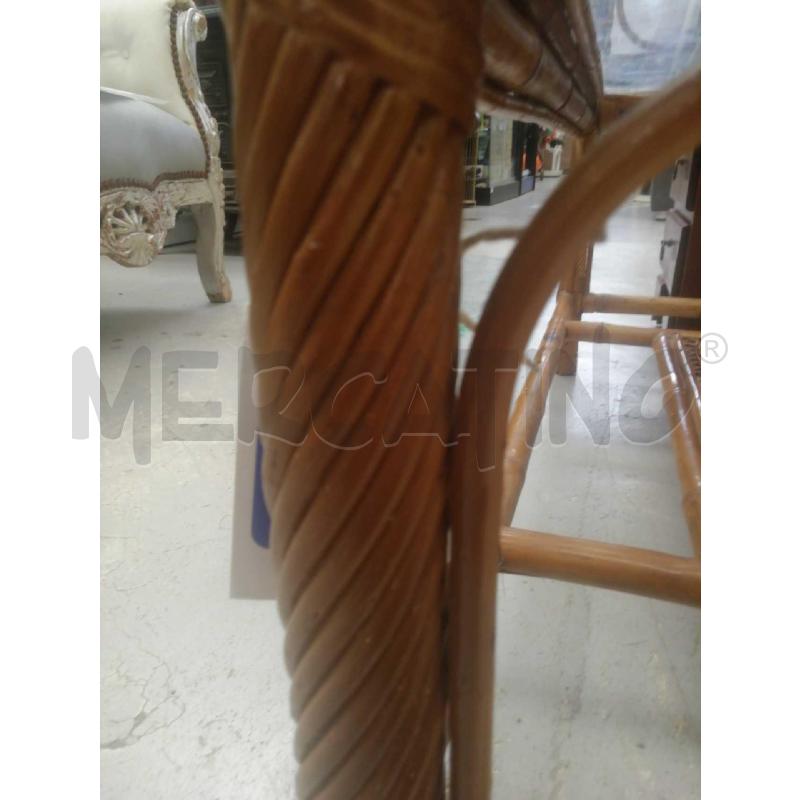 TAVOLINO SALOTTO RETTANGOLARE BAMBU RATTAN CON PIANO VETRO  | Mercatino dell'Usato Moncalieri bengasi 5
