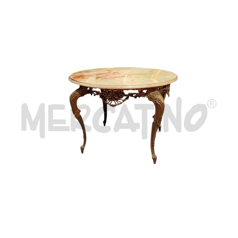 TAVOLINO TONDO BASE IN OTTONE RIPIANO ONICE | Mercatino dell'Usato Moncalieri bengasi 1
