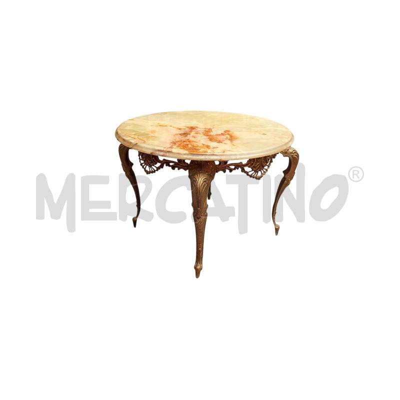 TAVOLINO TONDO BASE IN OTTONE RIPIANO ONICE | Mercatino dell'Usato Moncalieri bengasi 4