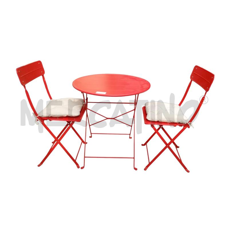 TAVOLINO TONDO IKEA ROSSO + 2 SEDIE PIEGHEVOLI | Mercatino dell'Usato Moncalieri bengasi 1