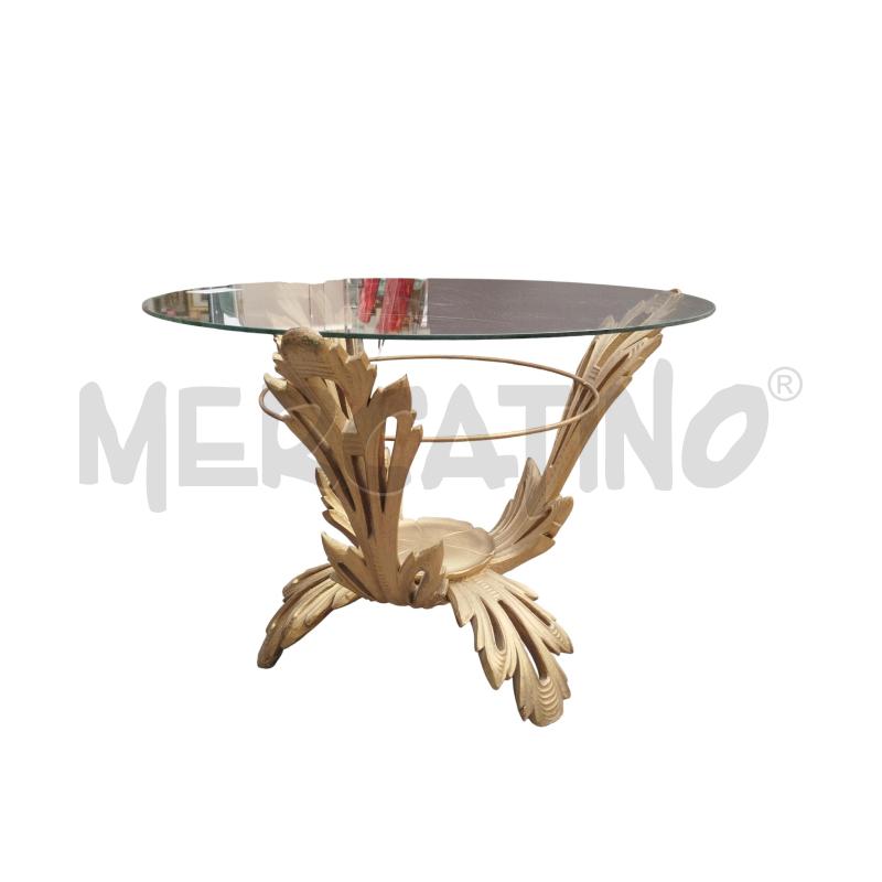 TAVOLINO TONDO LEGNO LAVORATO PIANO VETRO | Mercatino dell'Usato Moncalieri bengasi 3