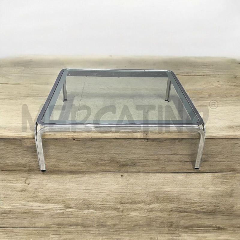TAVOLINO VECCHIO QUADRATO IN METALLO CROMATO C/PIANO IN VETRO ANNI '70 | Mercatino dell'Usato Moncalieri bengasi 2