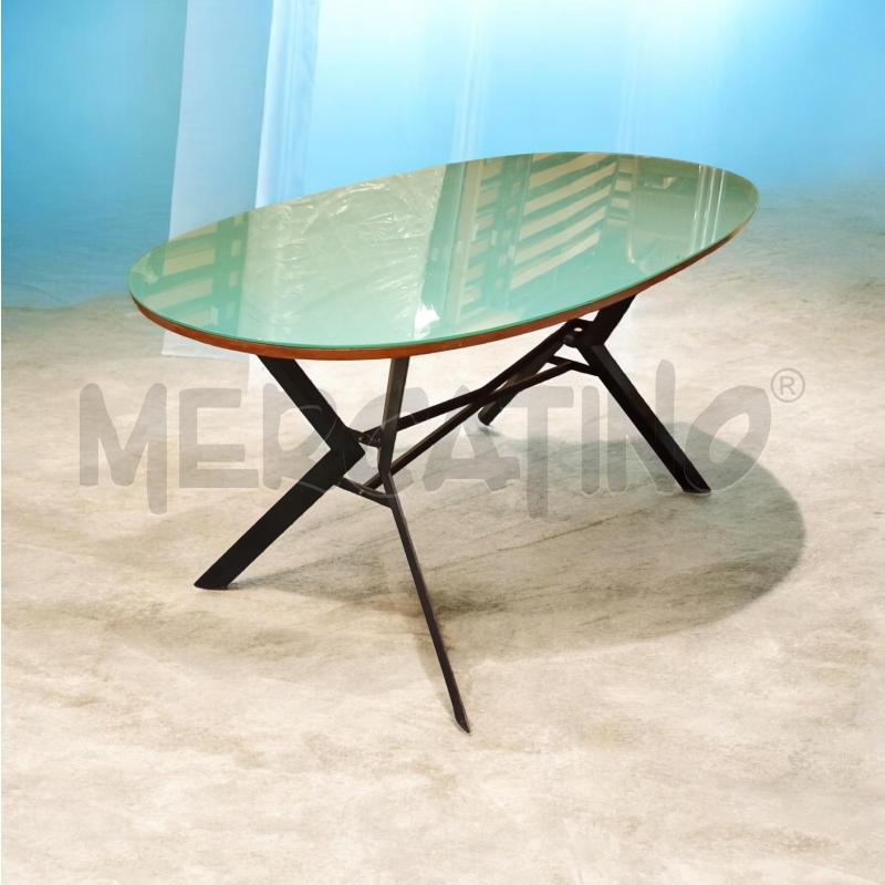 TAVOLO OVALE STRUTTURA LEGNO PIANO VETRO | Mercatino dell'Usato Moncalieri bengasi 1