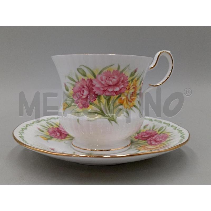 TAZZA PORCELLANA QUEEN'S GENNAIO DECORO FIORI | Mercatino dell'Usato Moncalieri bengasi 1